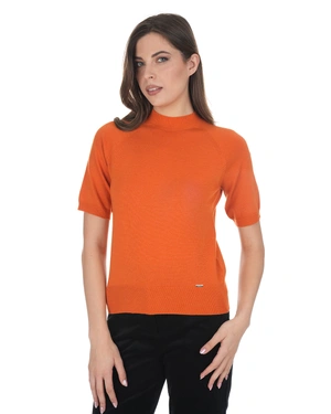 Orange knitted top in lyocell and wool | NEW | Dika.bg - 1 Orange knitted top in lyocell and wool | NEW - 1