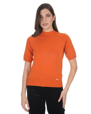 Orange knitted top in lyocell and wool | NEW | Dika.bg - 2 Orange knitted top in lyocell and wool | NEW - 2