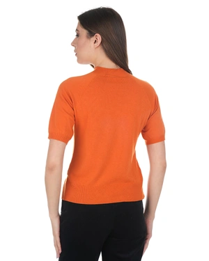 Orange knitted top in lyocell and wool | NEW | Dika.bg - 3 Orange knitted top in lyocell and wool | NEW - 3