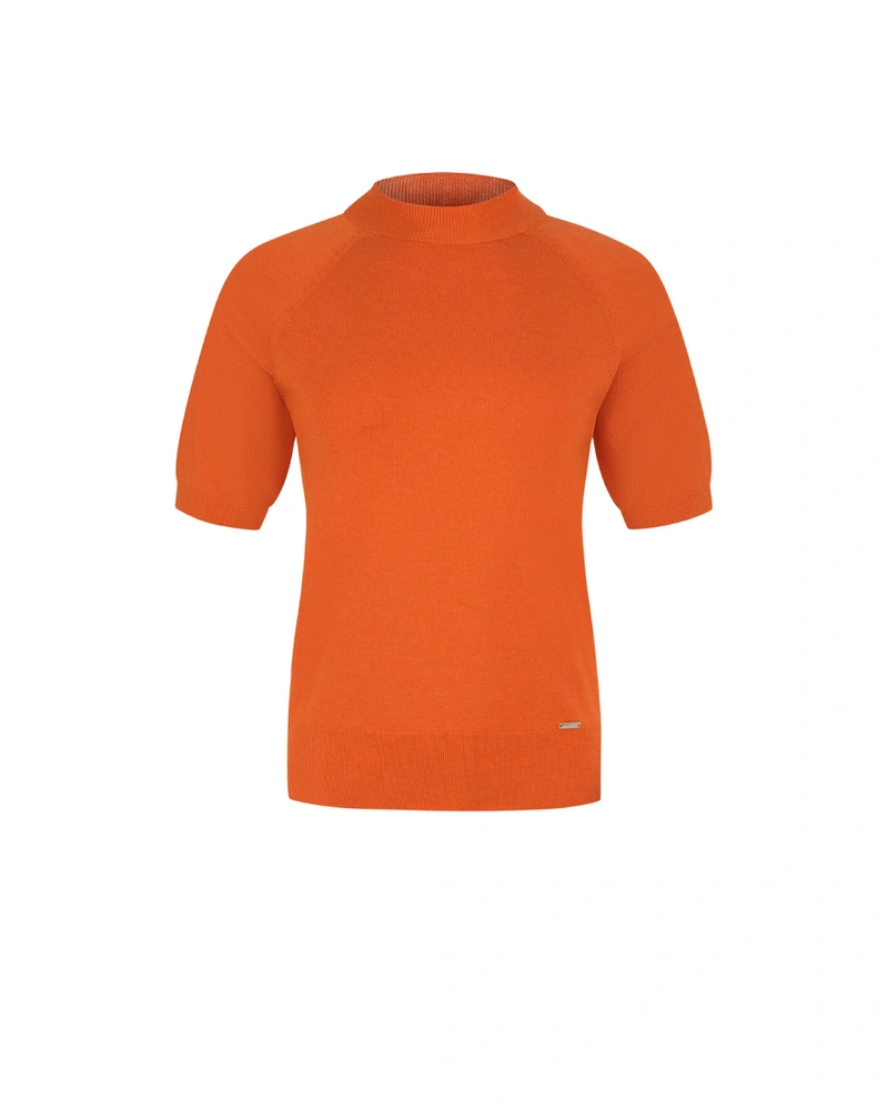 Orange knitted top in lyocell and wool | NEW