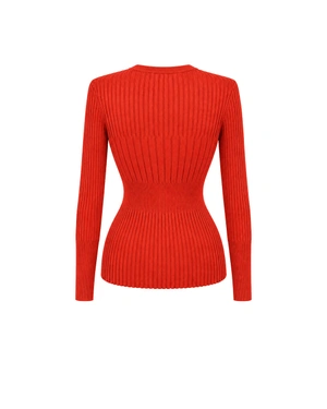 Orange wool women’s knitted blouse | Pullovers | Dika.com - 3 Orange wool women’s knitted blouse | Pullovers - 3