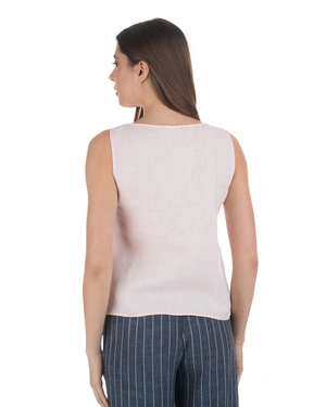 Pale pink linen blouse with asymmetrical closure | NEW - 9