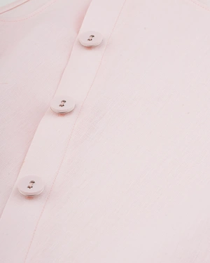 Pale pink linen blouse with asymmetrical closure | NEW - 11