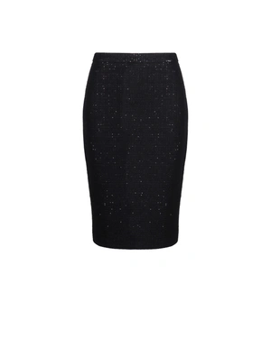 Pencil skirt in black cotton tweed with subtle sequins | Skirts - 6