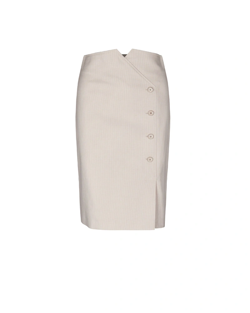 Pencil skirt in fine beige houndstooth | Skirts and Shorts