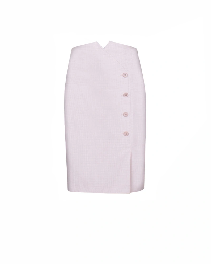 Pencil skirt in fine light pink houndstooth | NEW
