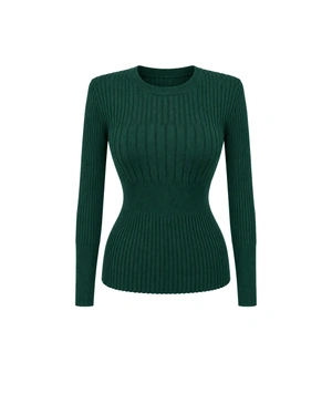 Petrol green wool women’s knitted blouse | Pullovers | Dika.com Petrol green wool women’s knitted blouse | Pullovers