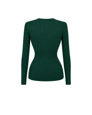 Petrol green wool women’s knitted blouse | Pullovers | Dika.com - 3 Petrol green wool women’s knitted blouse | Pullovers - 3