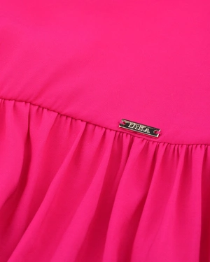 Rochie de vară roz cu două straturi și volane din | Casual - 3