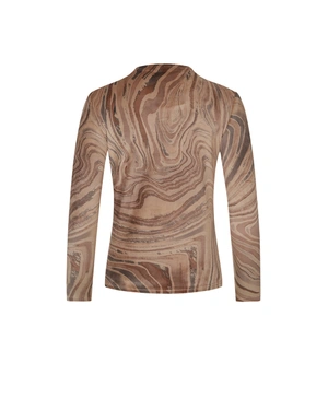 Blouse en velours à motif abstrait dans des tons terreux | Tshirts et Tops - 6