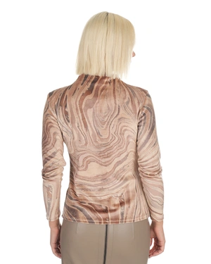 Blouse en velours à motif abstrait dans des tons terreux | Tshirts et Tops - 8