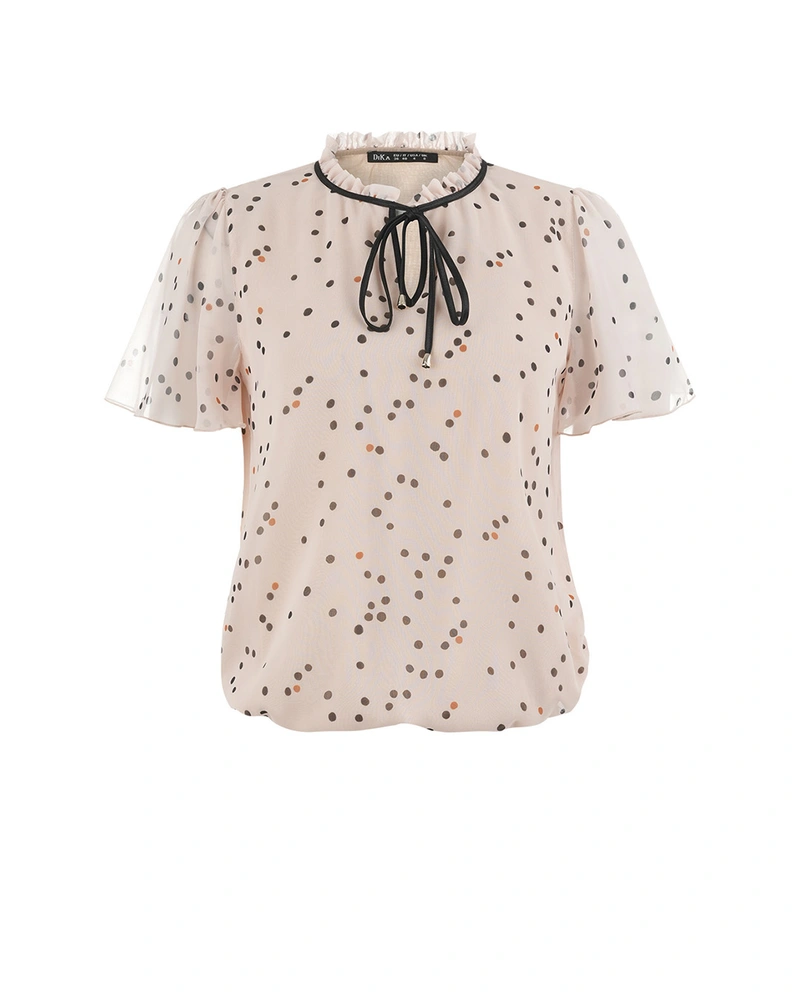 Bluza na tufne sa dekorativnom mašnom | Casual kolekcija