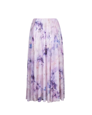 Purple skirt with gathering, made of sheer mesh fabric | Skirts - 3