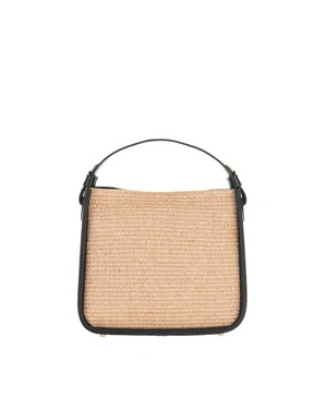 Raffia bag with black leather details | Bags - 2