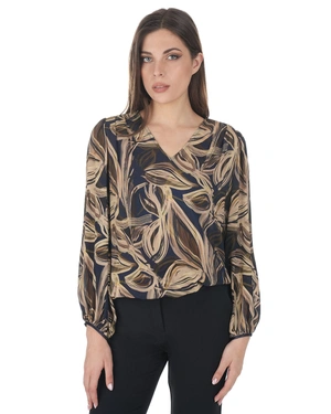 Bluza od rajona sa kontrastnim stilizovanim printom | NOVO - 1
