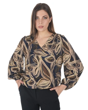Bluza od rajona sa kontrastnim stilizovanim printom | NOVO - 2