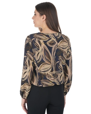 Bluza od rajona sa kontrastnim stilizovanim printom | NOVO - 3