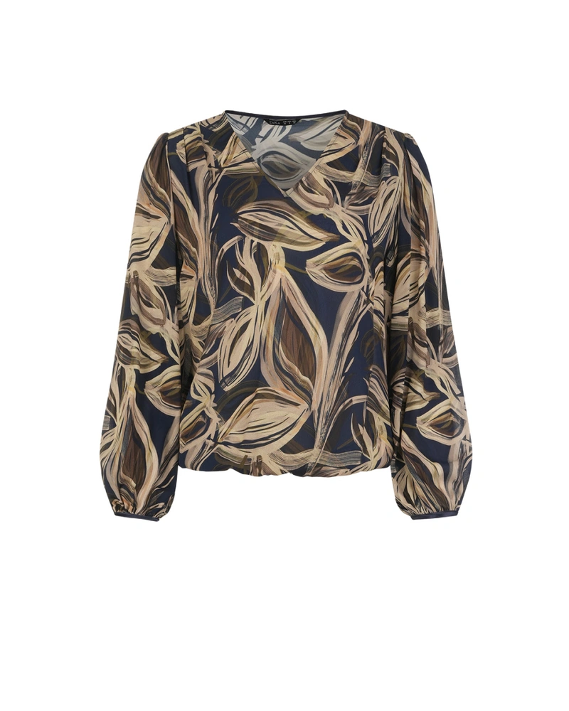 Bluza od rajona sa kontrastnim stilizovanim printom | NOVO | Dika.rs Bluza od rajona sa kontrastnim stilizovanim printom | NOVO