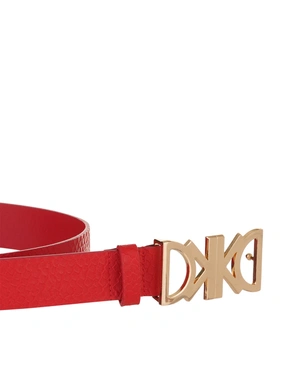 Red belt with gold DKKD buckle | Belts - 1
