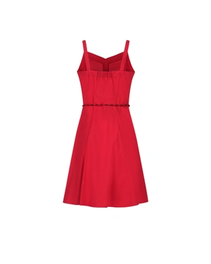 Red cotton summer dress with straps | SUMMER COLLECTION - 4