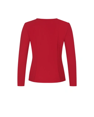 Red gabardine blouse with teardrop neckline cut-out | Blouses and Shirts - 1