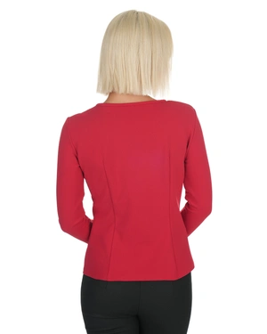 Red gabardine blouse with teardrop neckline cut-out | Blouses and Shirts - 4