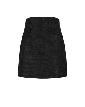 Fustă scurtă roșie din tweed de bumbac cu paiete mici | Pantaloni și Colanți - 3