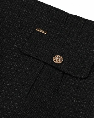 Fustă scurtă roșie din tweed de bumbac cu paiete mici | Pantaloni și Colanți - 4