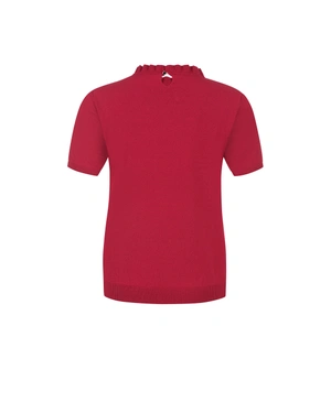 Red short-sleeved sweater with mock neck and regular fit | Knitwear - 6