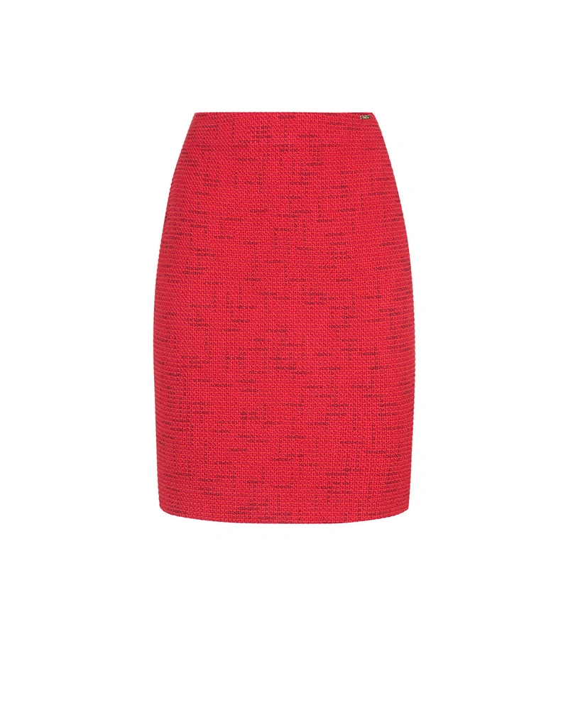 Red straight tweed skirt | All products