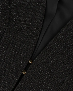 Veste femme rouge en tweed de coton avec mini-paillettes | Vestes et Blazers - 4