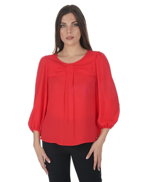 Red women’s mousseline blouse with an airy silhouette | Blouses - 1