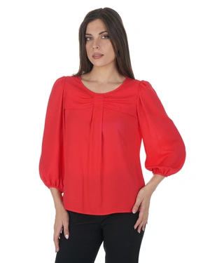 Red women’s mousseline blouse with an airy silhouette | Blouses - 2