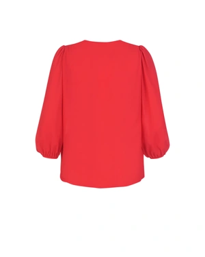 Red women’s mousseline blouse with an airy silhouette | Blouses - 4