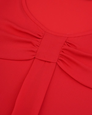 Red women’s mousseline blouse with an airy silhouette | Blouses - 5