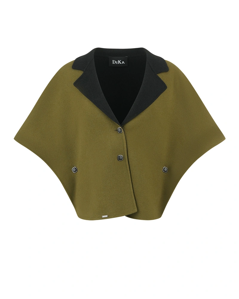 Reversible wool transitional coat in olive green and black | Jackets and Coats