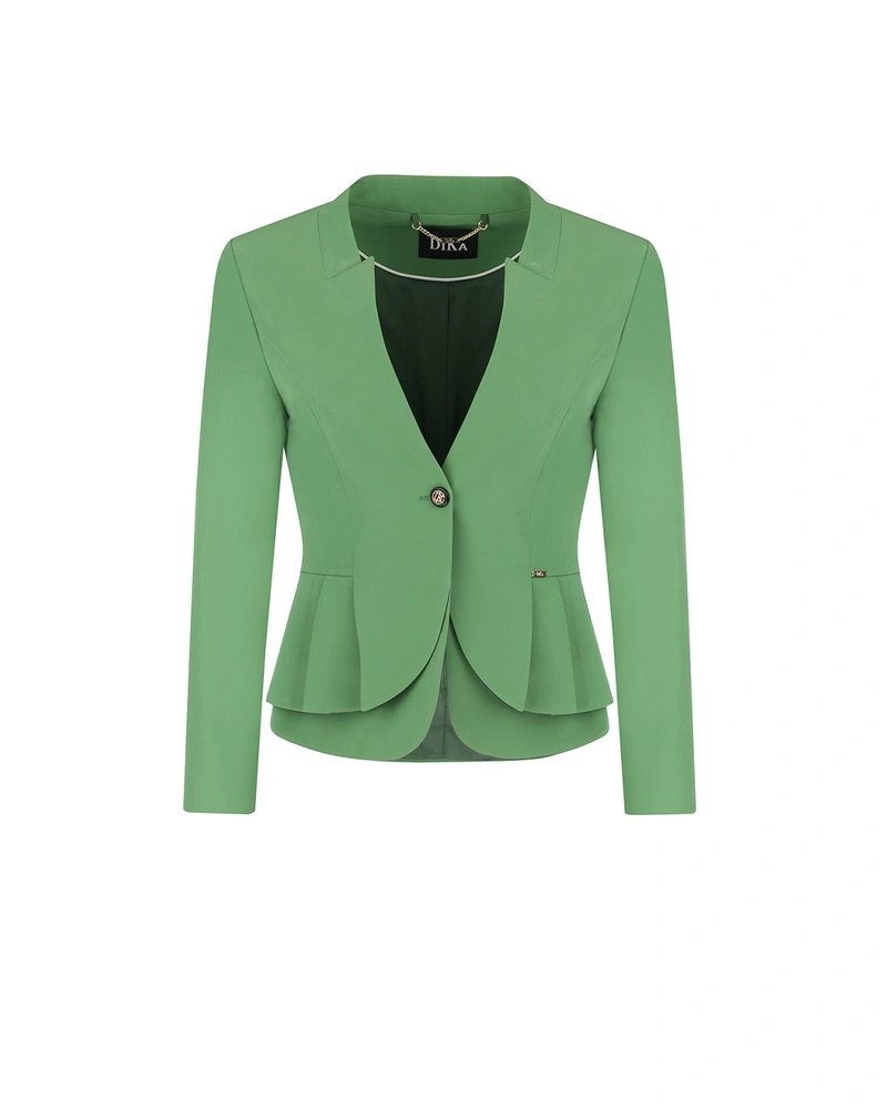 Rich green blazer with single-breasted fastening and peplum element | Jackets and Blazers