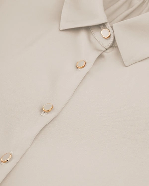 Chemise satinée en nuance beige |  - 2