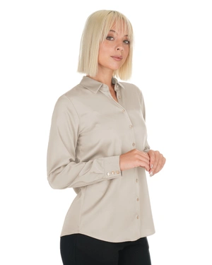 Chemise satinée en nuance beige |  - 3