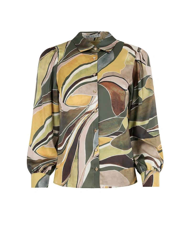Satin shirt with an abstract print | Blouses and Shirts
