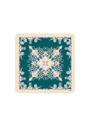 Scarf in petrol green and ecru, with a wool blend | Scarfs - 3