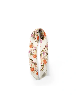 Scarf with delicate floral motif on a light beige background | Scarfs - 1