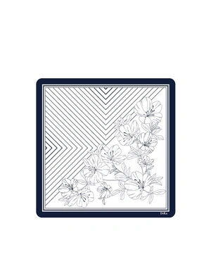 Scarf with stylized floral-geometric elements in white and black | All accessories - 3