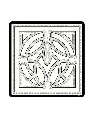 Scarf with stylized graphic elements in ecru and black | Scarfs - 2