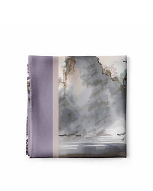 Scarf with watercolor landscape in violet-gray | Scarfs - 1