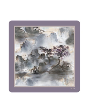 Scarf with watercolor landscape in violet-gray | Scarfs - 2