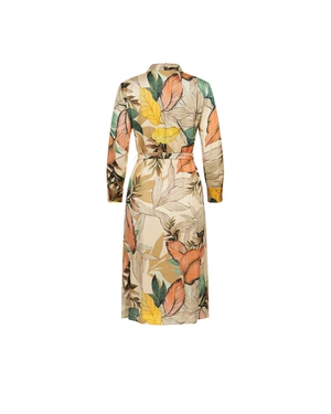 Shirt dress in green with earth-tone print | Dresses - 7