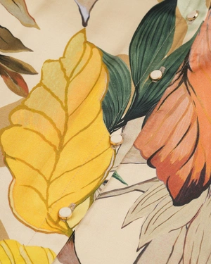 Shirt dress in green with earth-tone print | Dresses - 8