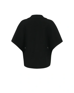 Short black wool coat – poncho style | Jackets and Coats - 1