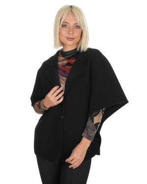 Short black wool coat – poncho style | Jackets and Coats - 4